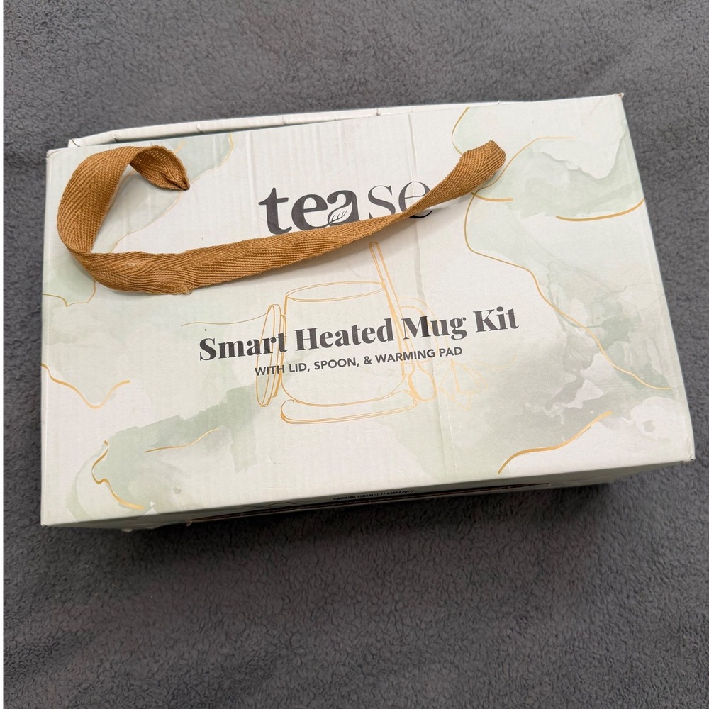 Tease Smart Heated Mug Kit Unisex OS Green New Porcelain Warmer Spoon Lid